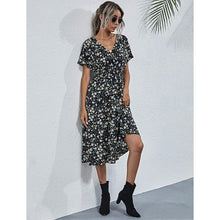 Load image into Gallery viewer, Women's V Neck Casual Boho Loose Midi Dress
