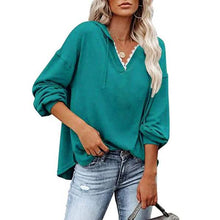 Load image into Gallery viewer, Women's V-neck Pullover Hoodie Sweater
