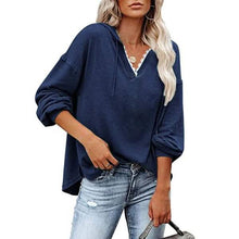 Load image into Gallery viewer, Women's V-neck Pullover Hoodie Sweater
