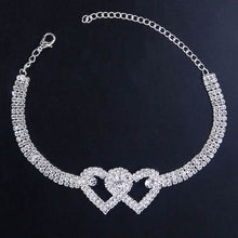Load image into Gallery viewer, Women's White Ankle Bracelet Chandelier Heart
