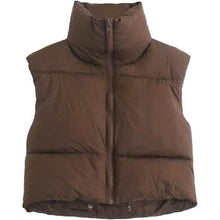 Load image into Gallery viewer, Women's Winter Crop Vest Lightweight Sleeveless Warm Outerwear Puffer Vest Padded Gilet

