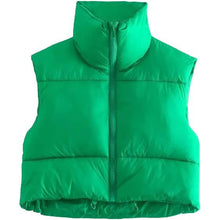 Load image into Gallery viewer, Women's Winter Crop Vest Lightweight Sleeveless Warm Outerwear Puffer Vest Padded Gilet

