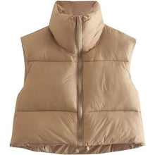 Load image into Gallery viewer, Women's Winter Crop Vest Lightweight Sleeveless Warm Outerwear Puffer Vest Padded Gilet
