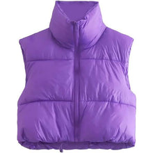 Load image into Gallery viewer, Women's Winter Crop Vest Lightweight Sleeveless Warm Outerwear Puffer Vest Padded Gilet
