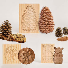 将图片加载到图库查看器，Wooden Cookie Mold Cutter Wooden Gingerbread Cookie Moulds Press 3D Cake Embossing Baking Mold Rose Flower Cutter Bakery Gadgets Cookies, Wooden Cookie Cutter, Funny Wooden Cookie Molds For Baking, Gingerbread Mold, Pine Cone Mold, Cake Mold
