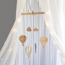 将图片加载到图库查看器，Wooden Hot Air Balloon Wind Chime Hanging Toys Baby Bed Bell Kids Room Decoration Wall Hanging Ornaments Nursery Decor Photo Props  For Kids Wind Chimes Decorations

