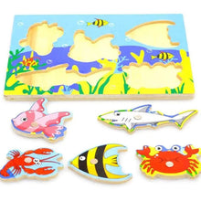 Load image into Gallery viewer, Wooden Magnetic Ocean Fishing Toy Game &amp; Puzzle Board Juguetes Fish Magnet Toy Educational Outdoor Fun for Child Gift

