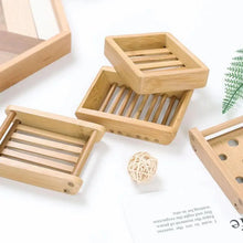 Load image into Gallery viewer, Wooden Natural Bamboo Soap Dishes Tray Holder Storage Soap Rack Plate Box Container Portable Bathroom Soap Dish Storage Box Bathroom Wooden Soap Case Holder Home Hand Craft Natural Wood Dish Holder for Soap Sponge

