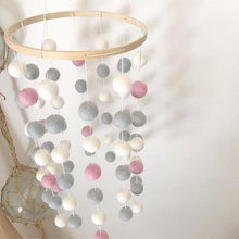 将图片加载到图库查看器，Wooden Ring With Felt Balls Wind Chimes Newborn Baby Bed Bell Pendant Kids Room Decoration Wooden Wind Chime Bed Bell Nursery Mobile Crib Bed Bell Wall Hanging Ornament
