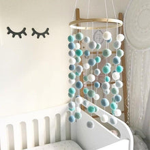 将图片加载到图库查看器，Wooden Ring With Felt Balls Wind Chimes Newborn Baby Bed Bell Pendant Kids Room Decoration Wooden Wind Chime Bed Bell Nursery Mobile Crib Bed Bell Wall Hanging Ornament

