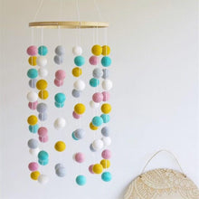 将图片加载到图库查看器，Wooden Ring With Felt Balls Wind Chimes Newborn Baby Bed Bell Pendant Kids Room Decoration Wooden Wind Chime Bed Bell Nursery Mobile Crib Bed Bell Wall Hanging Ornament
