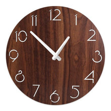 将图片加载到图库查看器，Wooden Wall Clock 10 Inch Silent Non Ticking Quartz Wall Clock 10 Inch Silent Non-Ticking Wooden Wall Clocks Battery Operated Country Retro Rustic Style Decorative for Living Room Kitchen  Retro Fashion Wood Wall Clock Decorative for Living Room Kitchen
