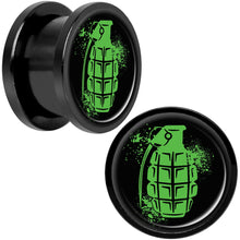 将图片加载到图库查看器，Green Grenade Black Anodized Screw Fit Plug Set 9/16
