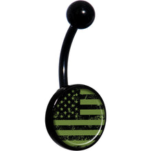 将图片加载到图库查看器，Green American Flag Black Belly Ring
