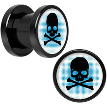 Load image into Gallery viewer, Blue Black Skull Black Anodized Screw Fit Plug Set 0G
