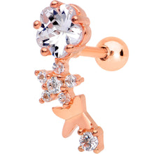 将图片加载到图库查看器，Clear Gem Rose Gold Tone Anodized Cascade Right Cartilage Earring
