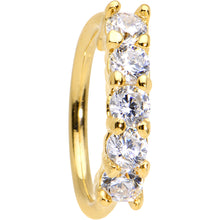 Load image into Gallery viewer, 18G 5/16 Clear CZ Gold IP Quintet Seamless Circular Ring
