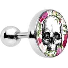 Load image into Gallery viewer, Floral Border Skull Tragus Cartilage Earring
