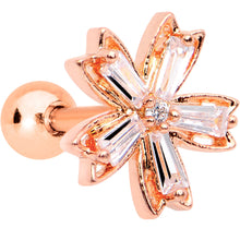 Load image into Gallery viewer, Clear CZ Gem Rose Gold Tone Anodized Lil Lily Cartilage Tragus Earring
