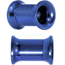 Load image into Gallery viewer, 2G Blue Anodized Titanium Steel Screw Fit Tunnel Plug Set
