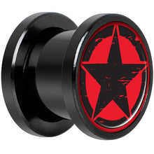 将图片加载到图库查看器，Black Red Distressed Star Black Anodized Screw Fit Plug Set 00G
