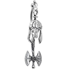 将图片加载到图库查看器，Handcrafted Viking Axe and Helmet Double Mount Dangle Belly Ring

