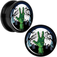 Load image into Gallery viewer, Cemetery Zombie Hand Halloween Black Anodized Plug Set 20mm
