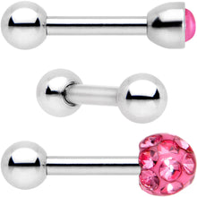 Load image into Gallery viewer, 16G 1/4 Pink Faux Opal Inlay Cartilage Tragus Earring 3 Pack Set
