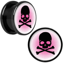 将图片加载到图库查看器，Pink Black Skull Black Anodized Screw Fit Plug Set 5/8
