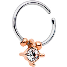Load image into Gallery viewer, 18G Rose Gold Tone Clear Gem Drop Annealed Seamless Circular Ring
