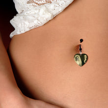 Load image into Gallery viewer, Skeleton Bride Vampire Groom Halloween Black Heart Dangle Belly Ring
