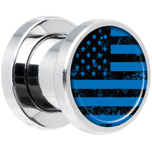 Load image into Gallery viewer, Blue American Flag Steel Screw Fit Plug Set 0G
