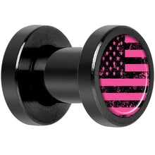 将图片加载到图库查看器，Pink American Flag Black Anodized Screw Fit Plug Set 4G
