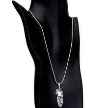 Load image into Gallery viewer, Silver Plated Chain Quill Necklace Created with Crystals
