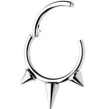 将图片加载到图库查看器，3/8 Silver Tone Punk Spike Hinged Segment Ring Circular Barbell
