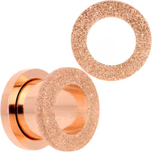 Load image into Gallery viewer, Rose Gold PVD Sandblasted Screw Fit Tunnel Plug Set 5mm to 16mm
