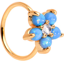 Load image into Gallery viewer, 20G Clear CZ Aqua Faux Opal Rose Gold Tone Flower Circular Ring
