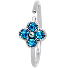 Load image into Gallery viewer, 20G 3/8 Blue Gem Star Flower Seamless Circular Ring
