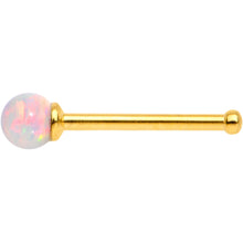 将图片加载到图库查看器，White 2.5mm Synthetic Opal Ball Gold Tone Nose Bone
