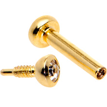 将图片加载到图库查看器，Clear 2mm Gem Gold Tone Internally Threaded Cartilage Earring
