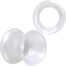 将图片加载到图库查看器，Thin Flexible White Silicone Tunnel Plug Set 6mm to 25mm
