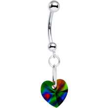 Load image into Gallery viewer, 14K White Gold Heart Belly Ring Created with Crystals
