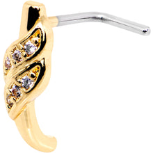 Load image into Gallery viewer, 20G Clear CZ Gold Tone Swish Faux Hoop L Shaped Nose Ring
