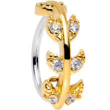 将图片加载到图库查看器，18G 5/16 Clear CZ Gem Gold Tone Leafy Seamless Circular Ring
