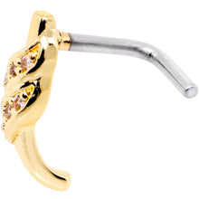 将图片加载到图库查看器，18G Clear CZ Gold Tone Swish Faux Hoop L Shaped Nose Ring

