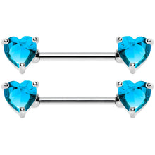 将图片加载到图库查看器，14G 9/16 Multi Color Heart Gem Barbell Nipple Ring Pack Set of 6

