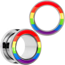 Load image into Gallery viewer, Rainbow Unity Pride Screw Fit Tunnel Plug Set 2G to 1"
