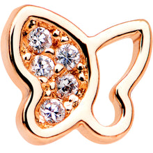 Load image into Gallery viewer, 20G 1/4 CZ Gem Rose Gold Tone Half Paved Butterfly Nose Bone
