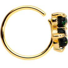 Load image into Gallery viewer, 20G Clear CZ Green Faux Opal Gold Tone Flower Circular Ring
