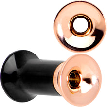 Load image into Gallery viewer, Black Rose Gold PVD Two Tone Screw Fit Tunnel Plug Set 3mm to 16mm
